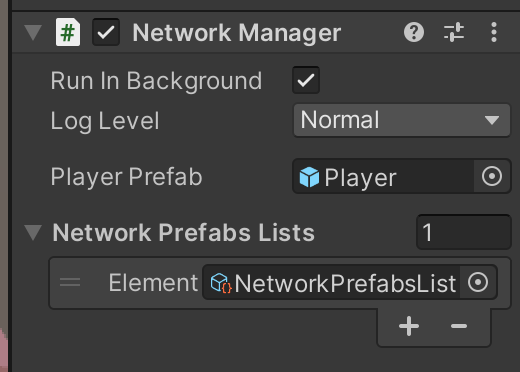 NetworkManager Prefab lists